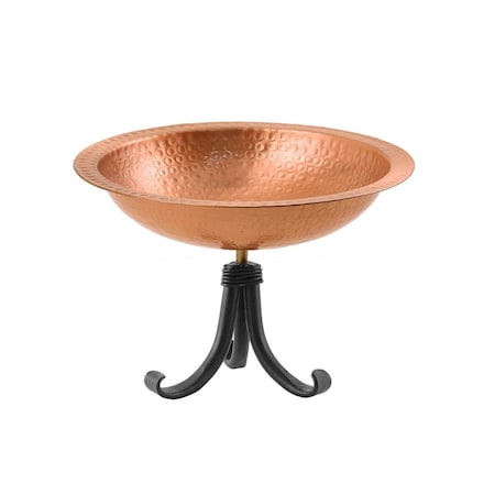 Achla Designs Achla BBHC-02T-OR Hammered Birdbath with Over Rail Bracket; Solid Copper & Black BBHC-02T-OR